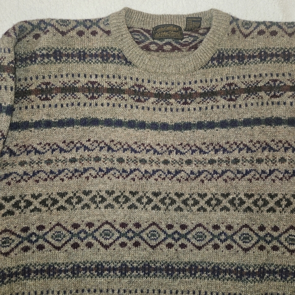 Vintage Eddie Bauer Fair Isle Wool Sweater Size L - Picture 2 of 5